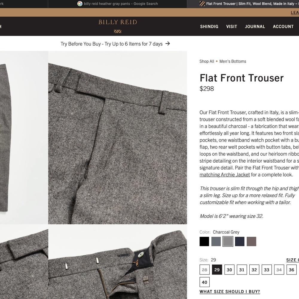 Billy Reid Slacks/Trousers - charcoal heather gray